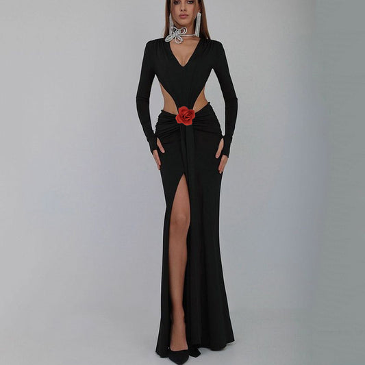 Women's Sexy V-neck Backless Fishtail Gown