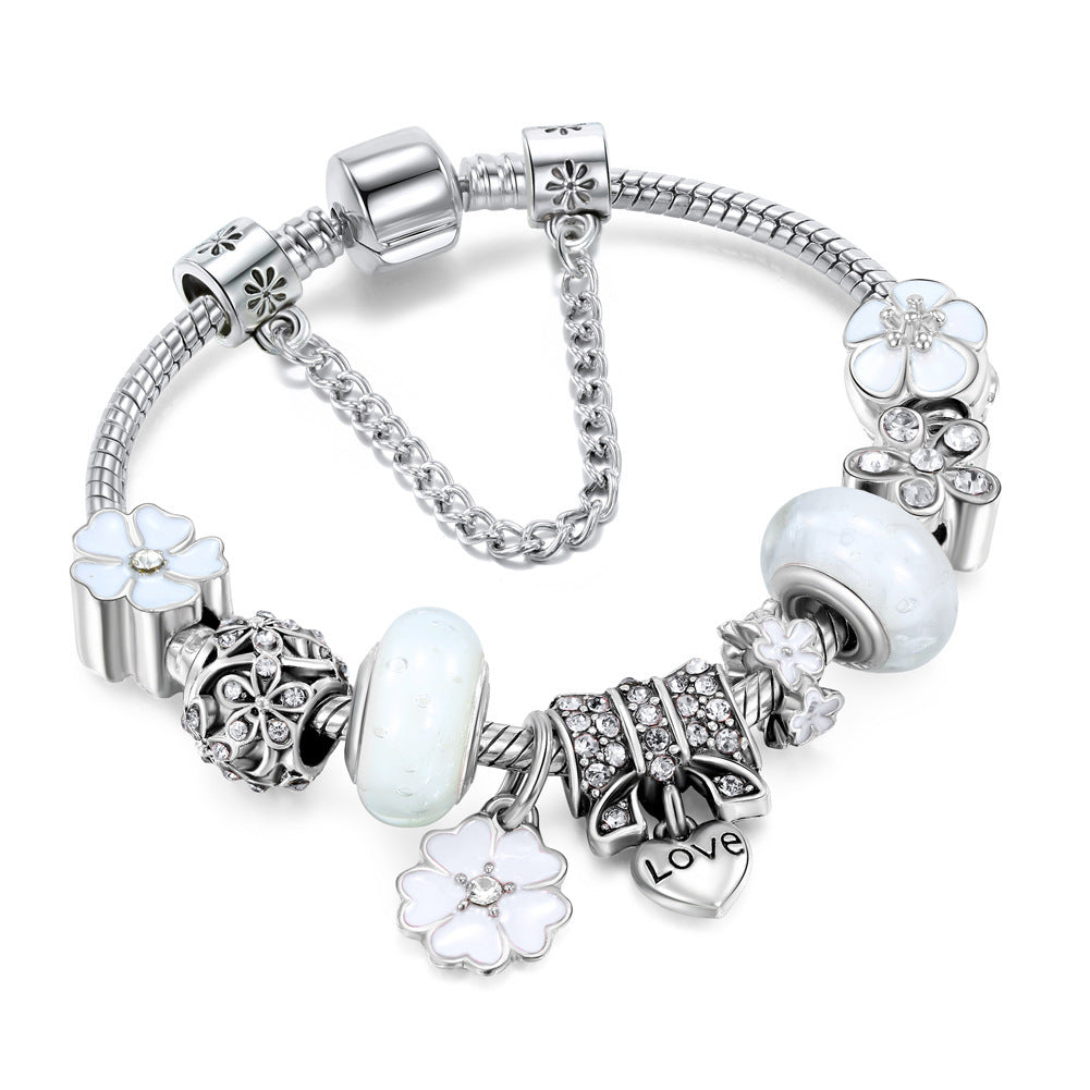 Silver Charms Bracelet with DIY Crystal Beads