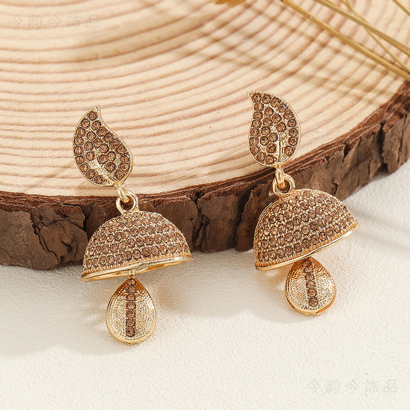 Bohemian Style Heart-shaped Diamond Bell Earrings