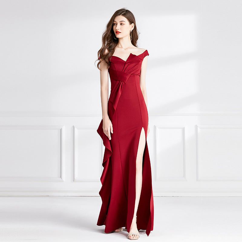 Women's Wine Red Evening Dress