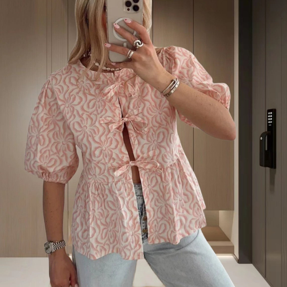 Lotus Leaf Puff Sleeve Women's Shirt