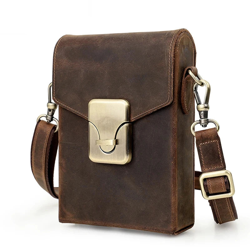 Small Leather Mobile Phone Crossbody Bag for Men and Women