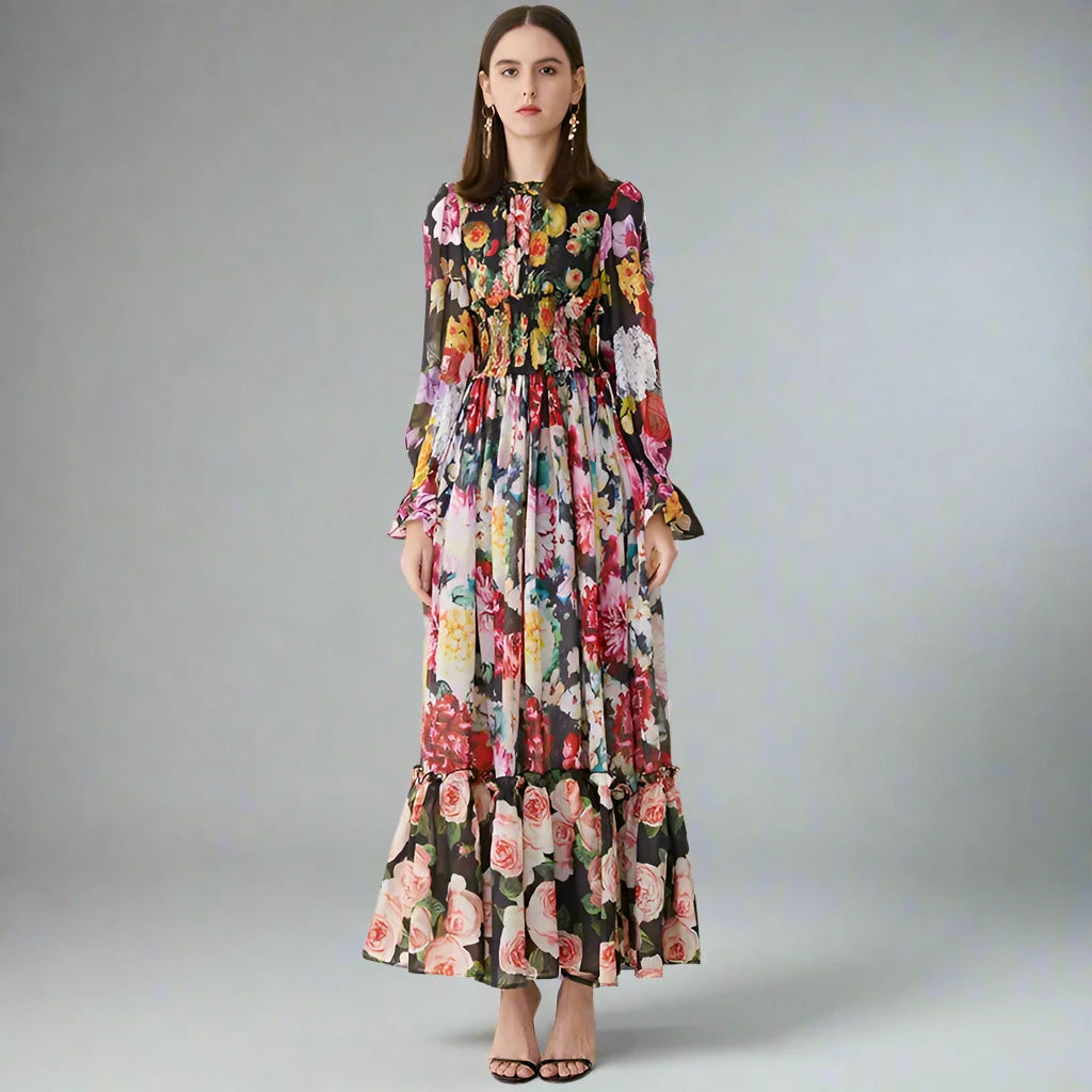 Women's Chiffon Ruffled Maxi Dress