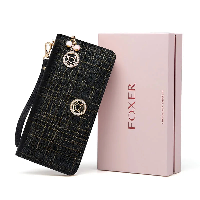 FOXER Brand Women's Split Leather Wallet with Multifunction Card Holder