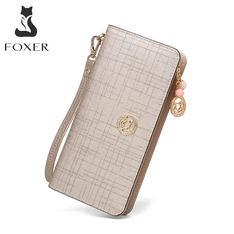 FOXER Brand Women's Split Leather Wallet with Multifunction Card Holder