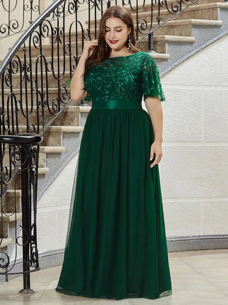 Elegant Plus Size Sequined Evening Dresses