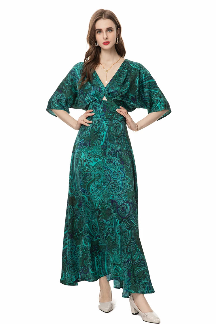 Women's Bohemian V-Neck Medium Length Dress