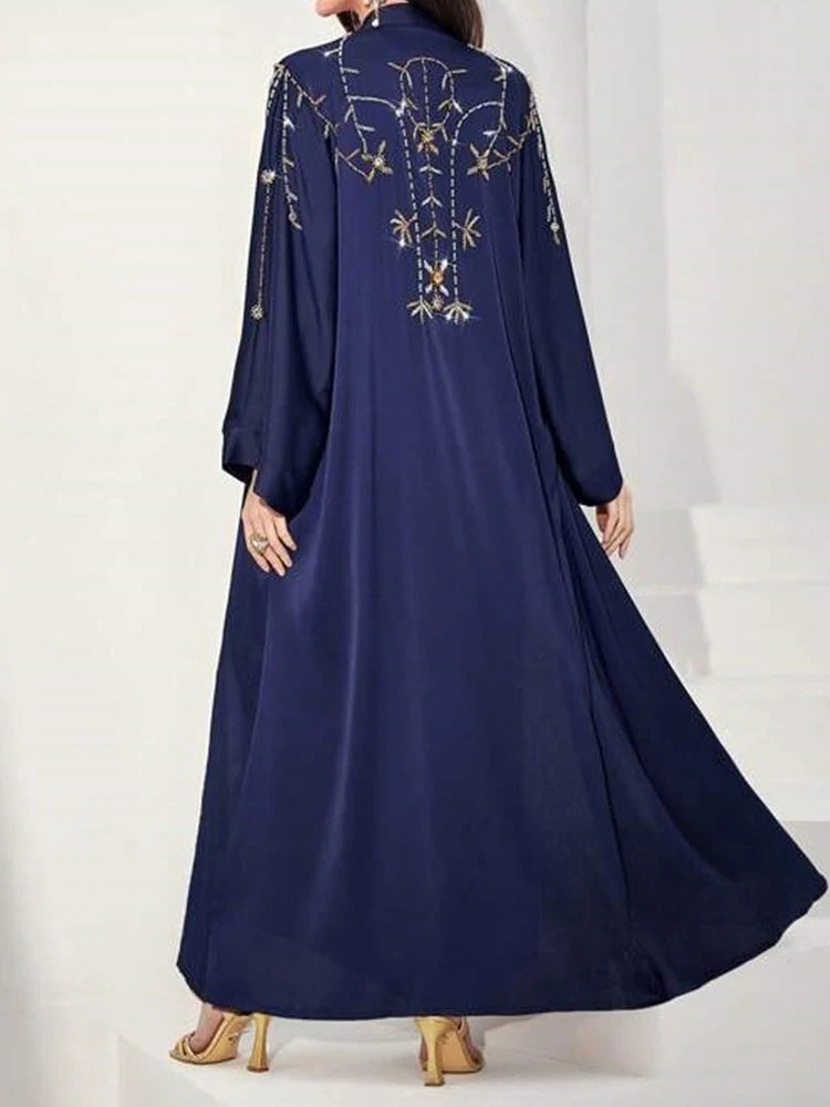 Women's Embroidery Detail Open Front Abaya