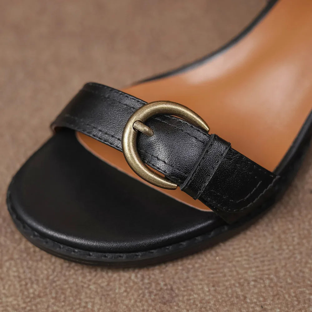 Women's Genuine Leather Ankle Strap Sandal