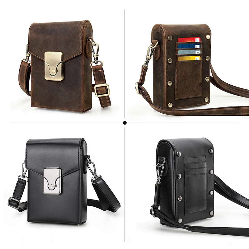 Small Leather Mobile Phone Crossbody Bag for Men and Women