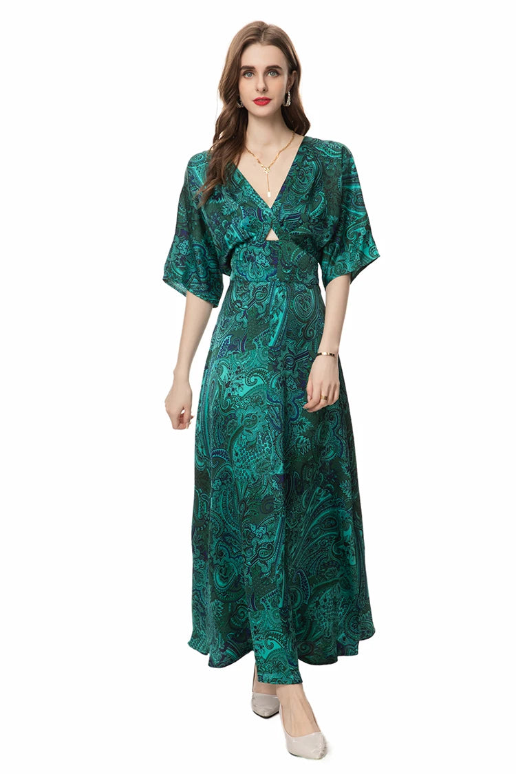 Women's Bohemian V-Neck Medium Length Dress