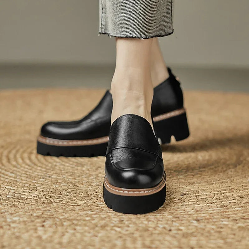 Women's Genuine Leather Platform Loafers