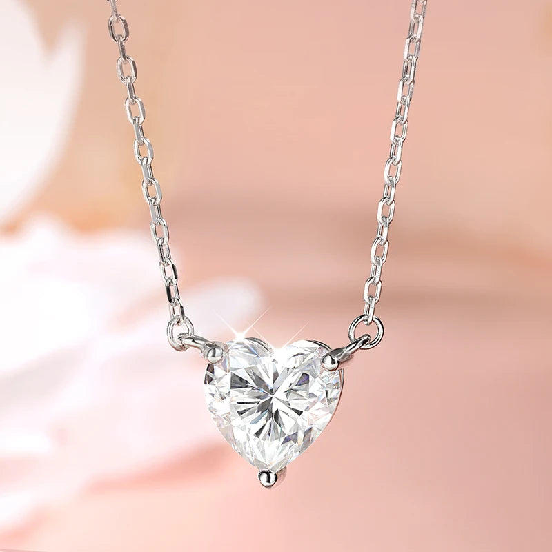 Women's Heart Cut Certified Moissanite Necklace