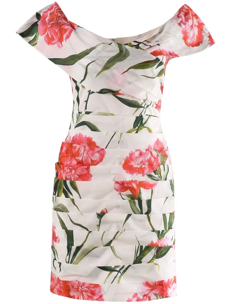 Women's Short sleeve Floral Print Mini Dress