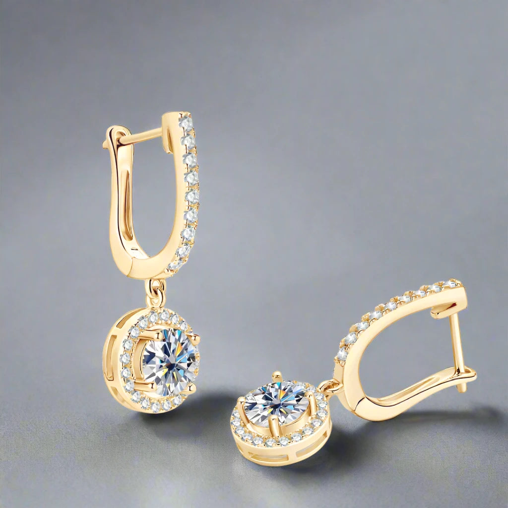 Women's Hoops 925 Silver Gold Drop Earrings