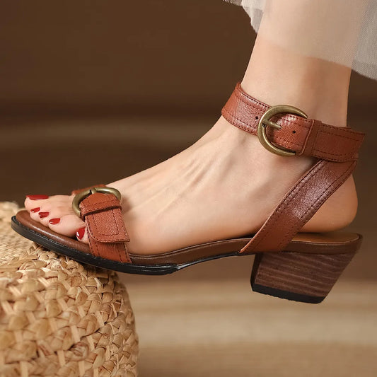 Women's Genuine Leather Ankle Strap Sandal