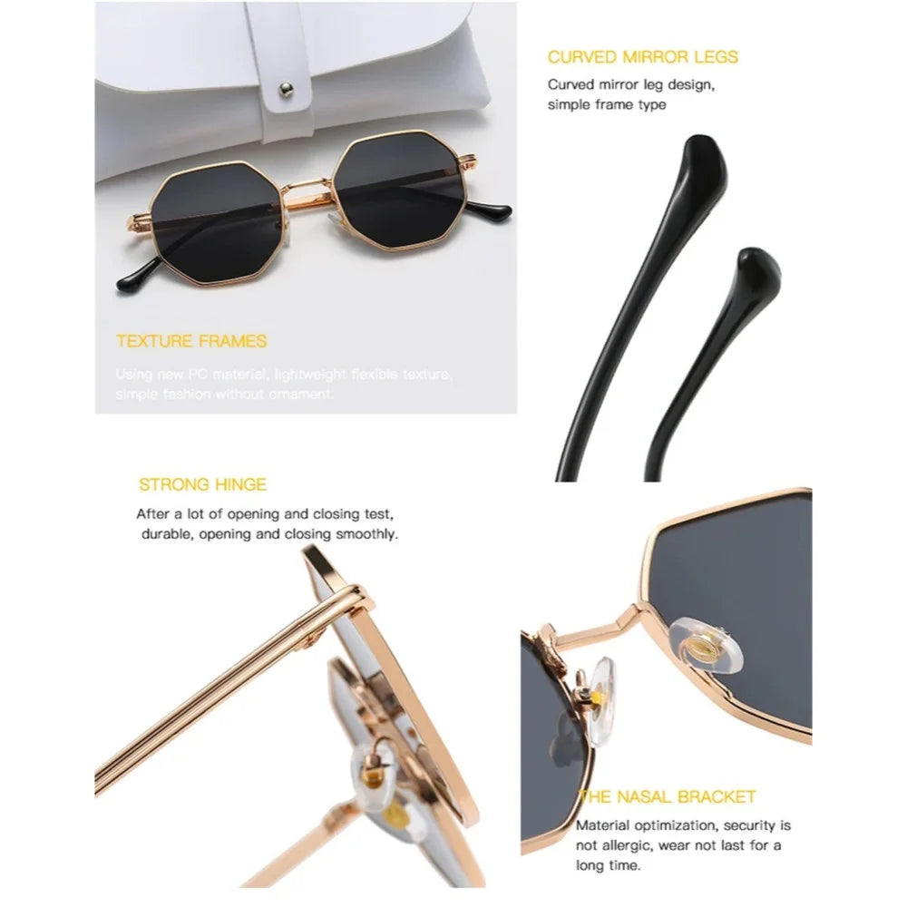 Women's Octagon Sunglasses with Metal Frame