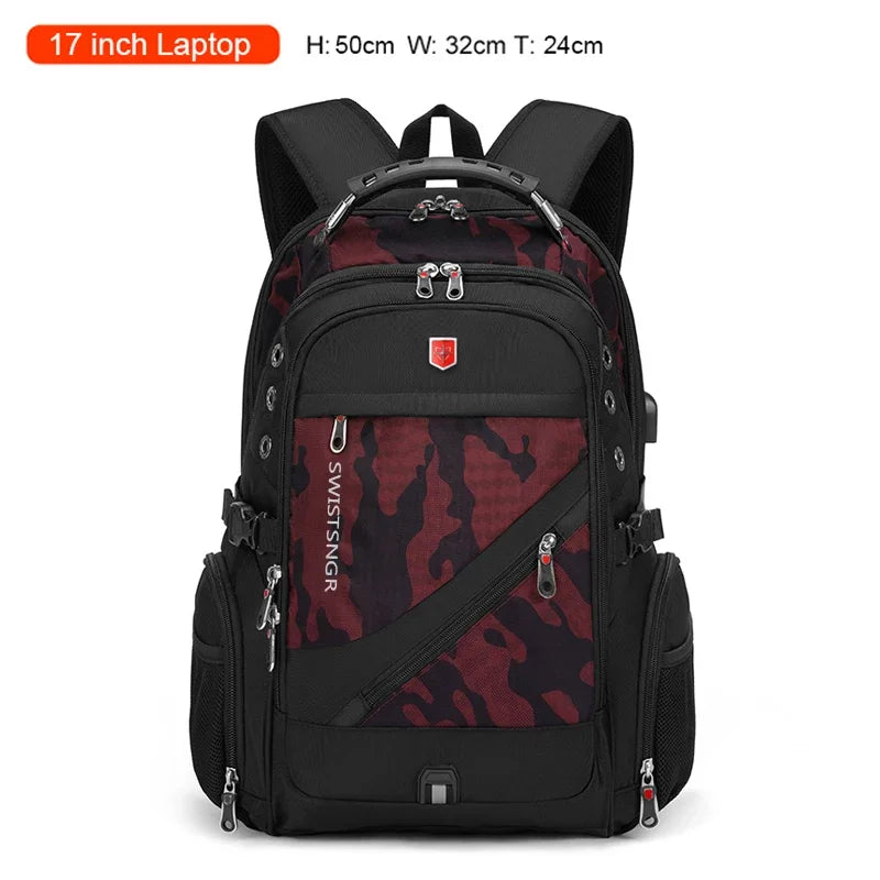 Waterproof 17 Inch Laptop Travel Backpack with USB Charging