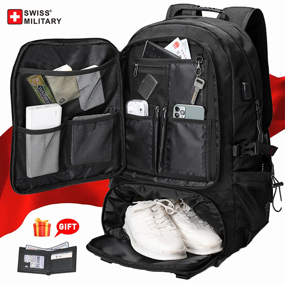 SWISS MILITARY Large Capacity Expandable Travel Backpack with USB