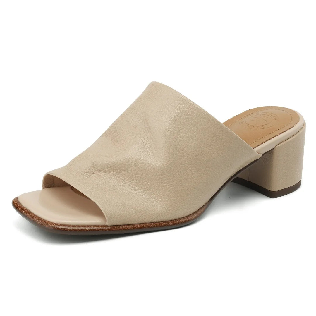 Women's Peep toe Leather Slip-on Sandal