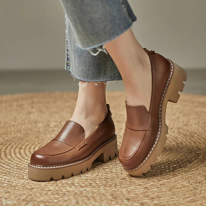 Women's Genuine Leather Platform Loafers