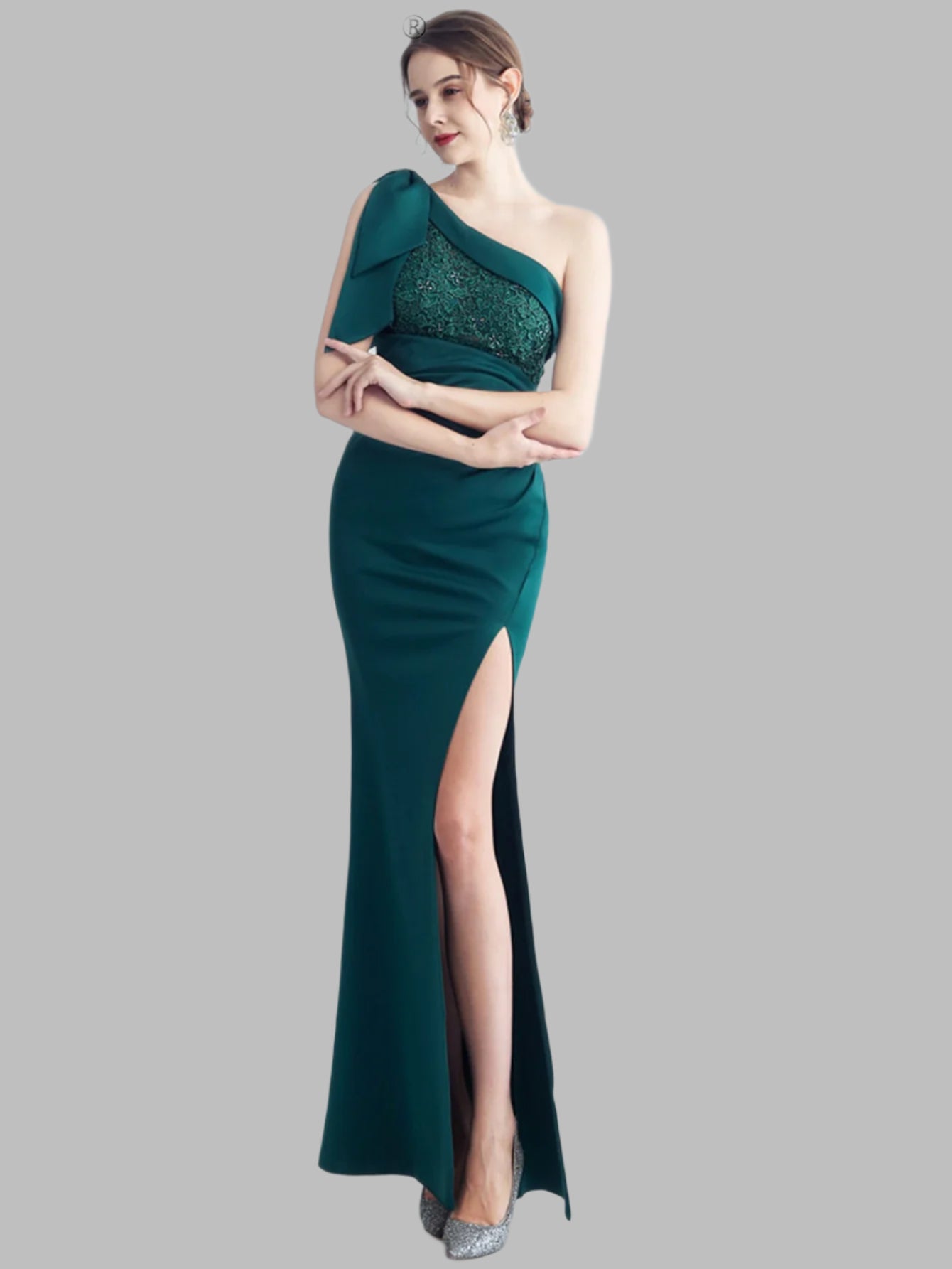 Women's Lace and Rhinestone Evening Dress