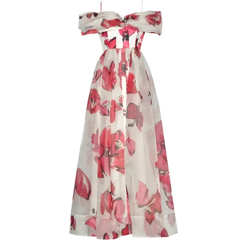 Women's Elegant Floral Camisole Maxi Dress