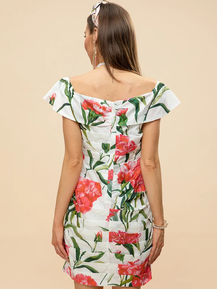 Women's Short sleeve Floral Print Mini Dress