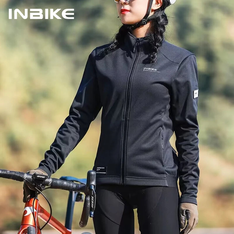 Women's Cycling Thermal Softshell Windbreaker with Pockets