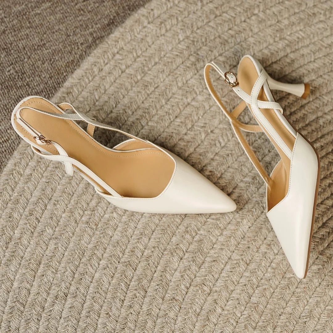 Women's Leather High Heel Slingback Pumps