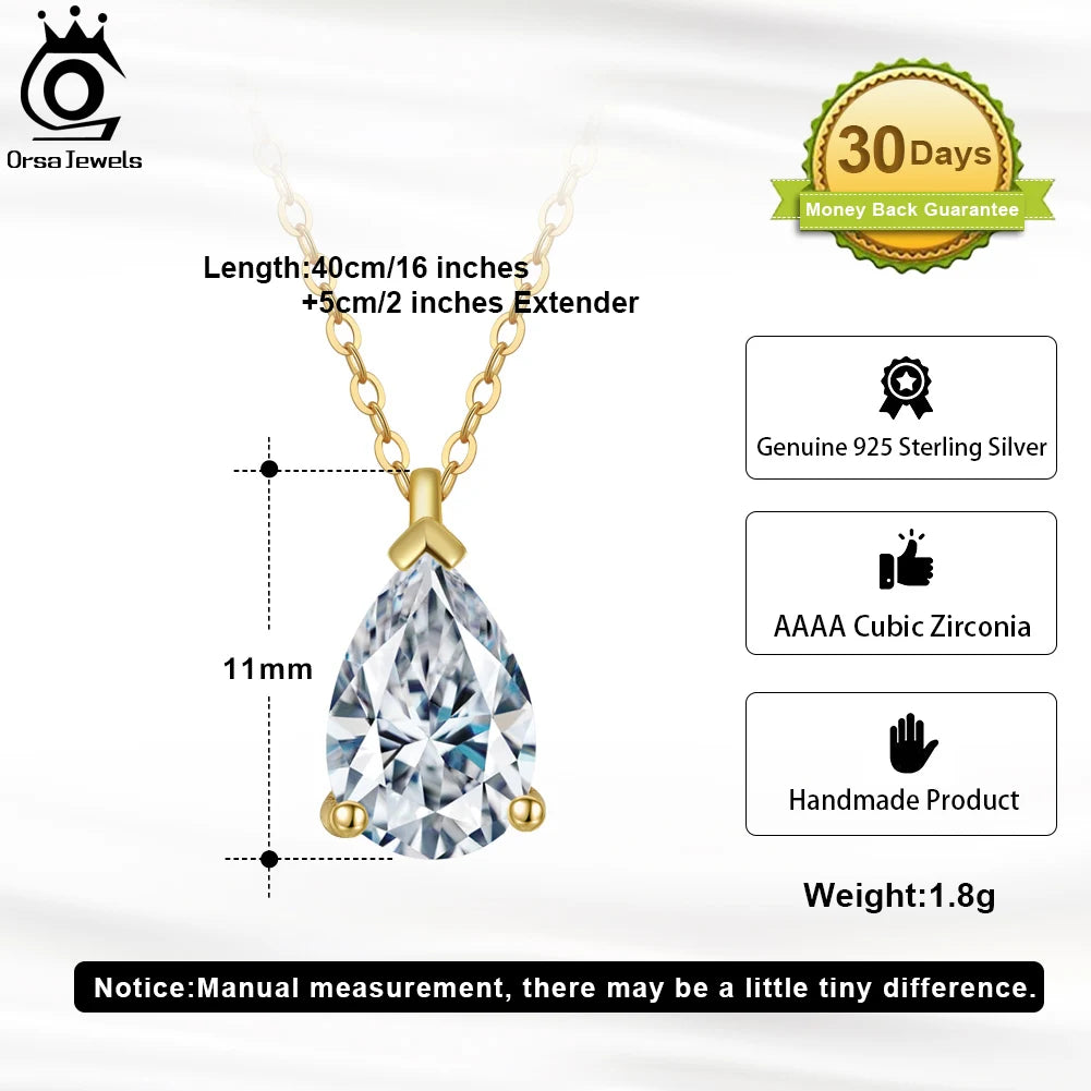 925 Sterling Silver Pendant Necklace with Zirconia