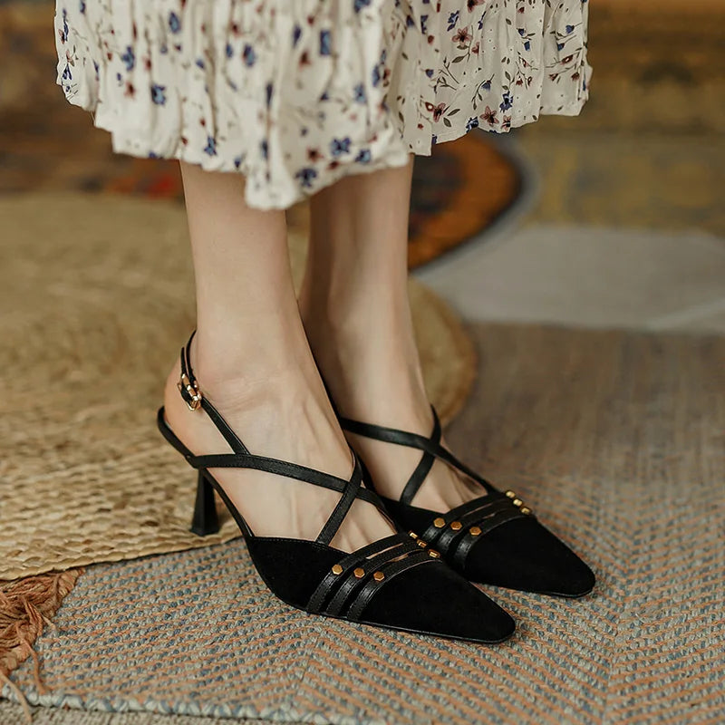 Women's Elegant Suede Slingback Pumps