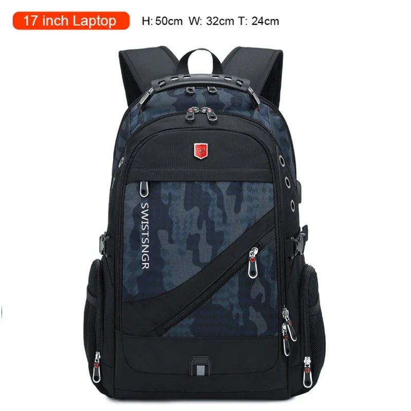 Waterproof 17 Inch Laptop Travel Backpack with USB Charging