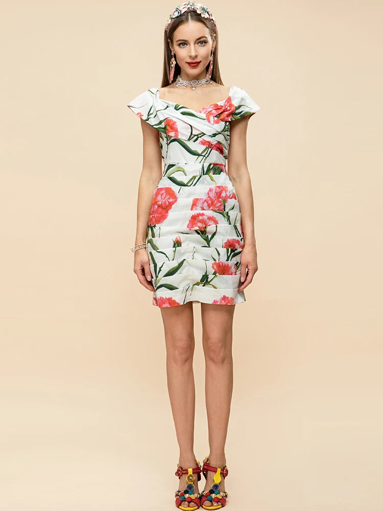 Women's Short sleeve Floral Print Mini Dress