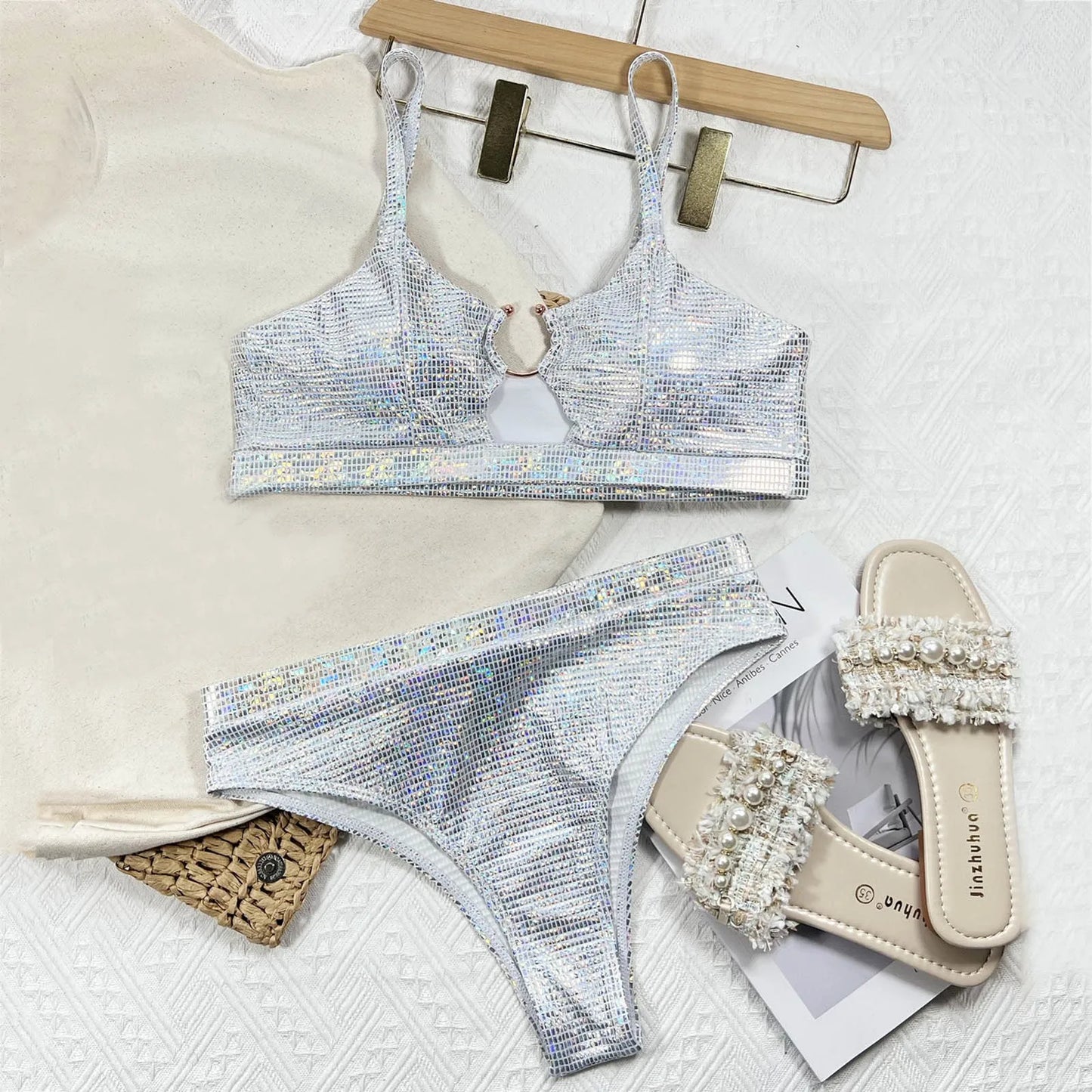 Silver Line Bikini Set For Women