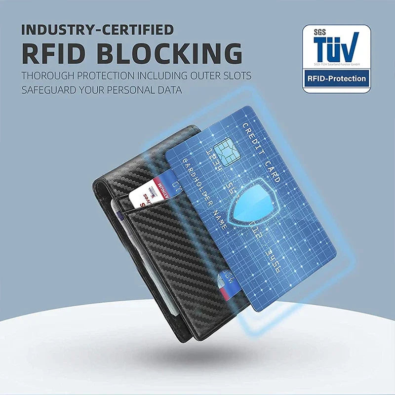 RFID Carbon Fiber AirTag Credit Card Holder