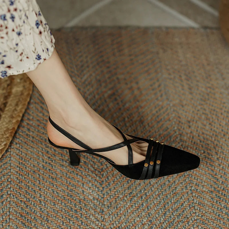 Women's Elegant Suede Slingback Pumps