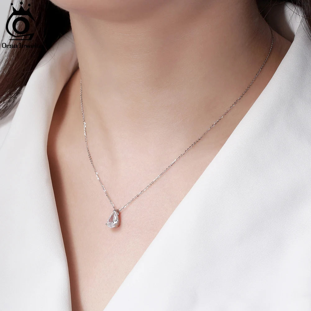 925 Sterling Silver Pendant Necklace with Zirconia