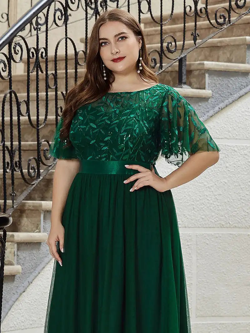 Elegant Plus Size Sequined Evening Dresses