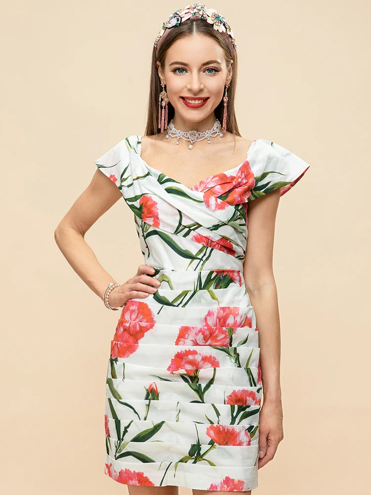 Women's Short sleeve Floral Print Mini Dress