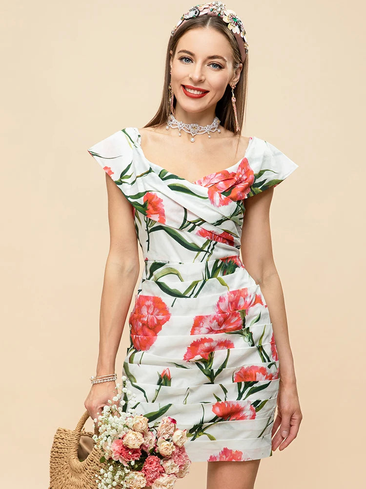 Women's Short sleeve Floral Print Mini Dress