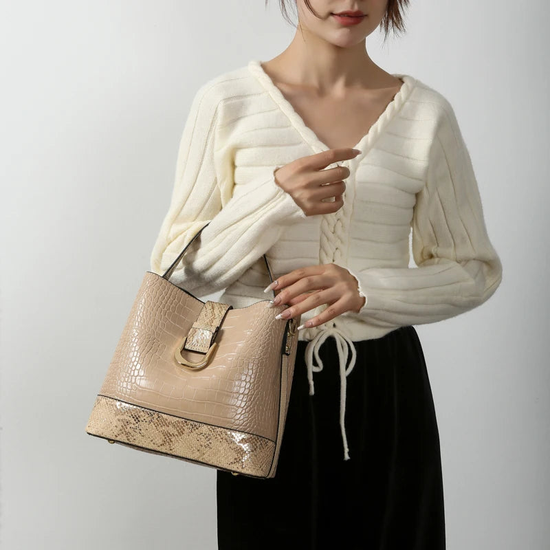 High Quality Crocodile Patterned Women's Crossbody Shoulder Bag