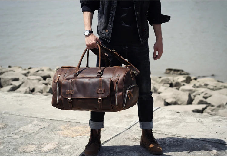 Genuine Leather Travel Duffle Bag