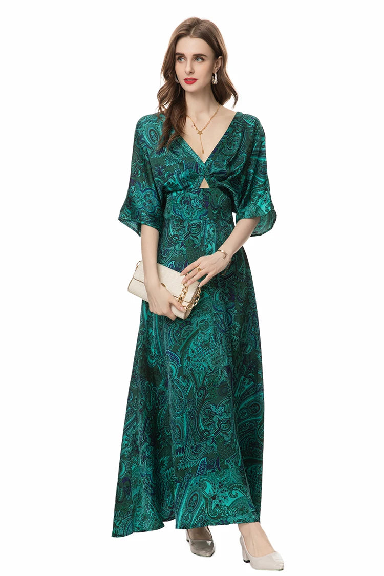 Women's Bohemian V-Neck Medium Length Dress