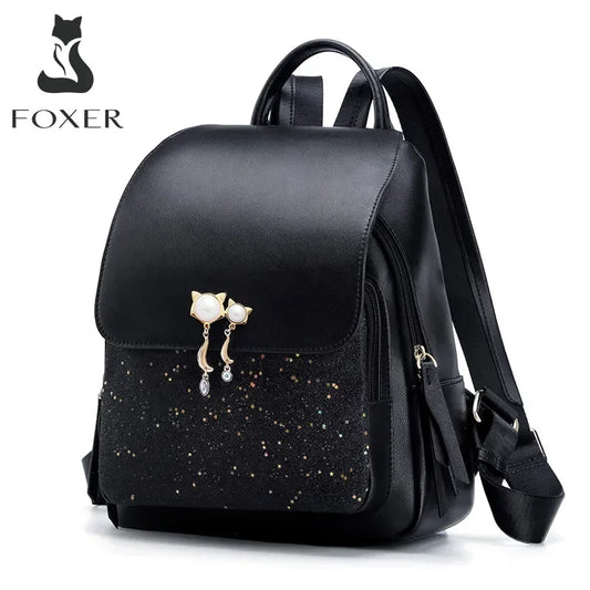 FOXER Brand Women's Patchwork Zipper Large Capacity Backpack