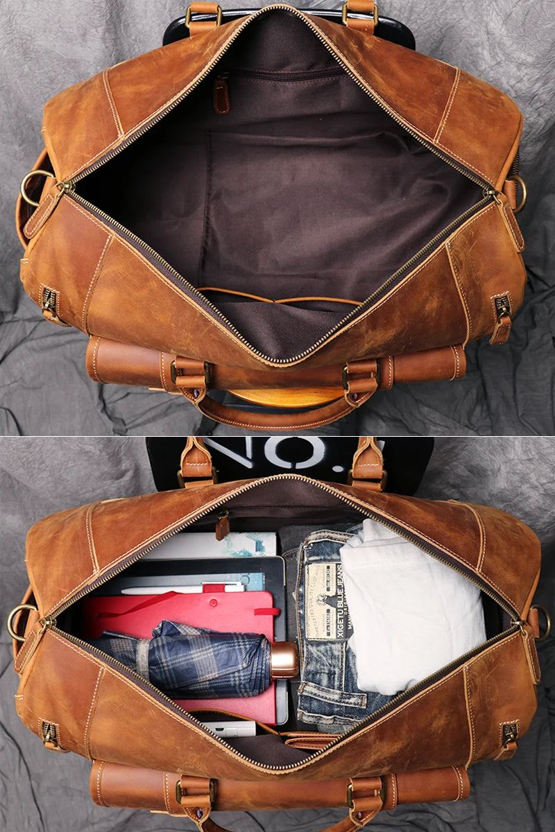 Genuine Leather Travel Duffle Bag