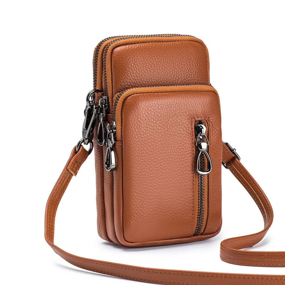 Women's Mini Leather Crossbody Wallet & Phone Bag