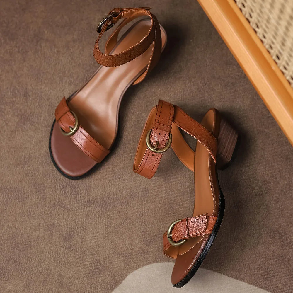 Women's Genuine Leather Ankle Strap Sandal