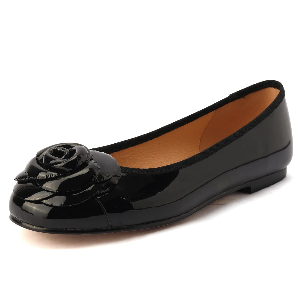 Women's Genuine Leather Round Toe Ballerinas