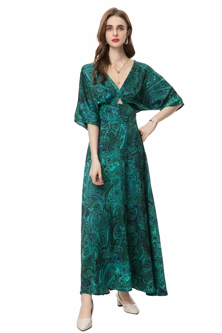 Women's Bohemian V-Neck Medium Length Dress